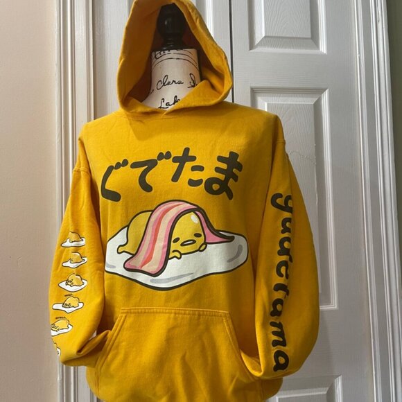 GUDETAMA KAWAII SANRIO HOODIE THE LAZY EGG SWEATSHIRT SIZE MEDIUM - Picture 10 of 15